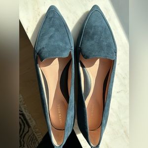Taryn Rose Faye Navy Suede Pointed Toe Loafer Flats, Size 10